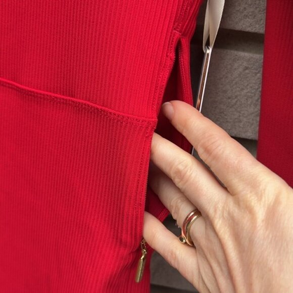 Athleta X Alicia Keyes Goddess Full Length Red Ribbed Zip Jumpsuit - Picture 8 of 16